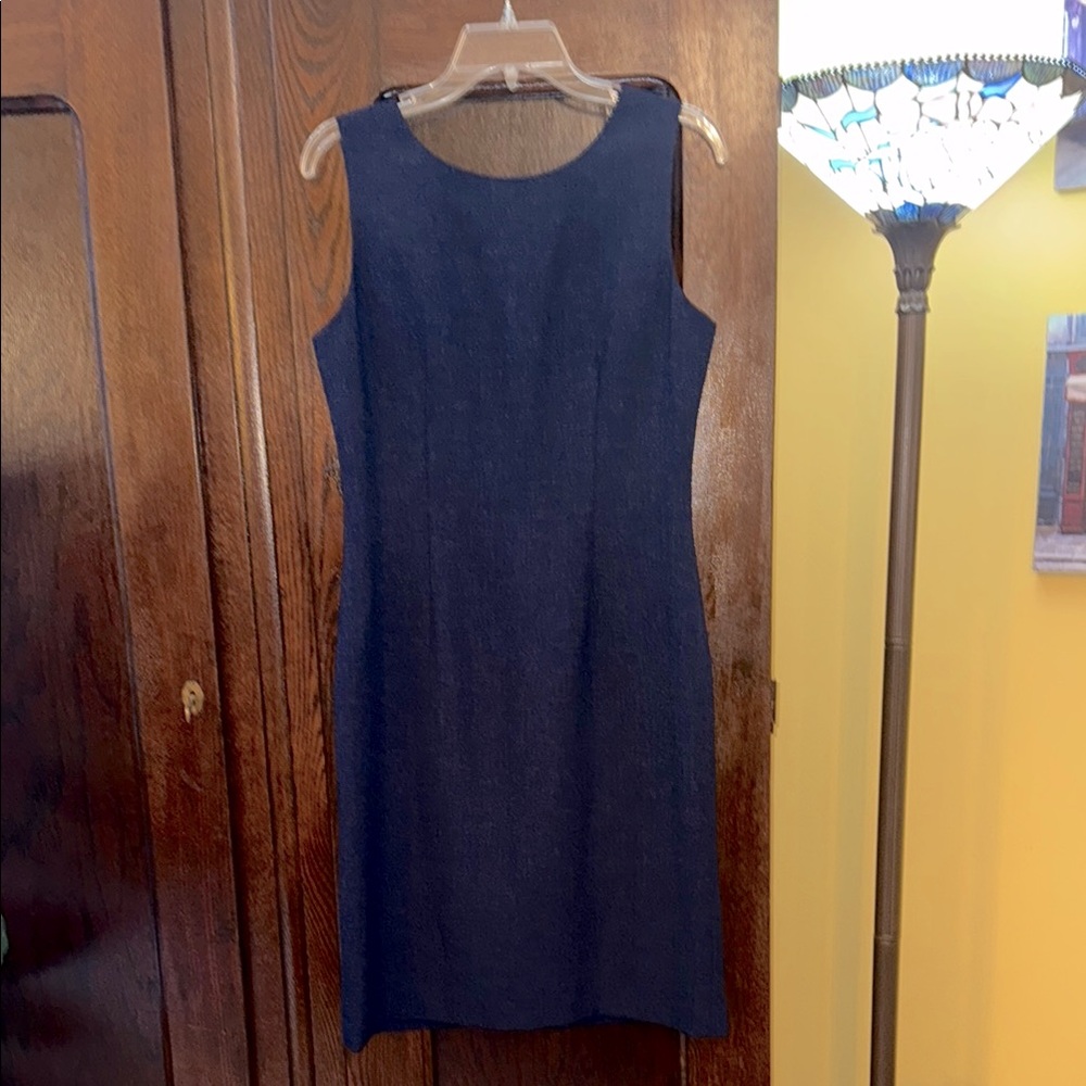 Kasper A.S.L. Vintage Navy Blue Sleeveless Dress with Matching Jacket